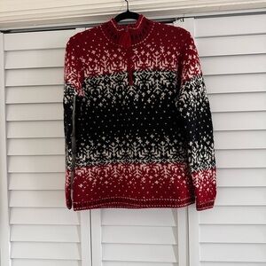 Lauren Ralph Lauren Red and Black Nordic Sweater